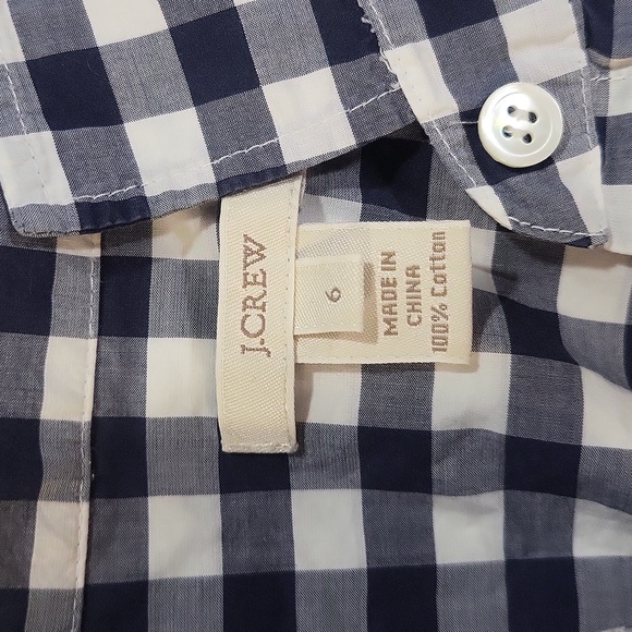 J. Crew Kids Navy and White Checkered Button Down Shirt - Picture 2 of 5